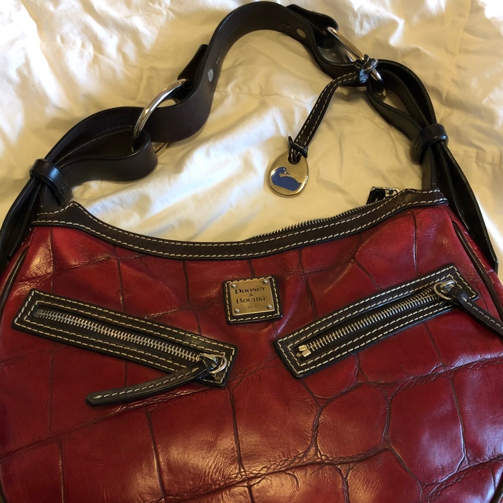 Circle Hobo Croco Leather Shoulder Bag